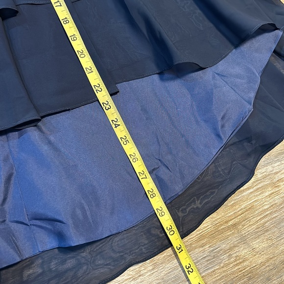 NWT Asymmetrical Chiffon Jr Bridesmaid Navy Dress Halter Spaghetti Straps Size 8 - Picture 11 of 16